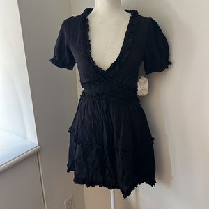 NWT Altar’d State Black ruffled V neck, short sleeved dress